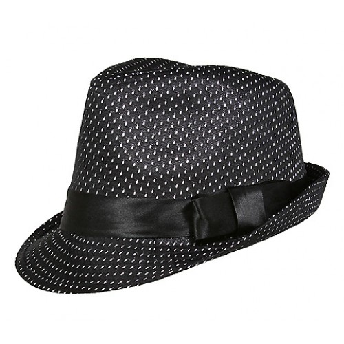 Fedora - Pink Dots Print Fedora w/ Bow Band - HT-1131BKPK
